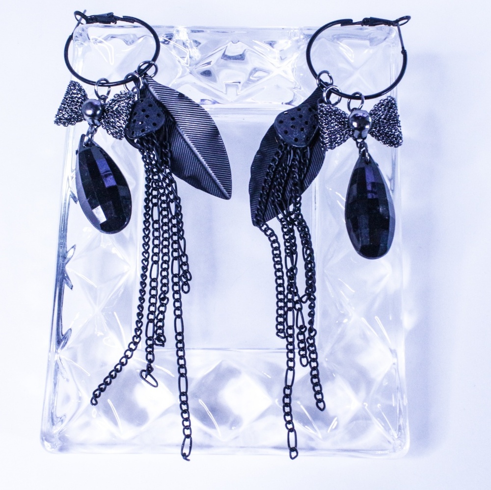Black metallic earrings